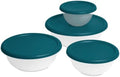 4-Piece Plastic Covered Bowl Set, BPA-Free Food Prep, Serving and
