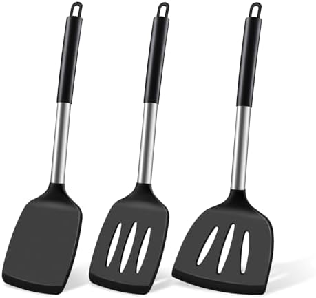 Silicone Spatula Set, Heat Resistant Fish Spatula, Solid & Slotted