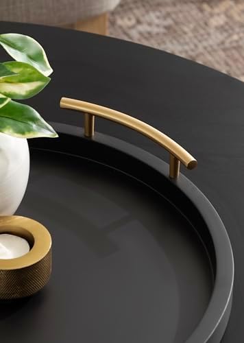 Kate and Laurel Halsey Decorative Wooden Round Tray with Polished