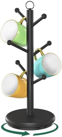 EsLuker.ly Mug Holder Tree Bamboo 360° Rotating Coffee Cup Display