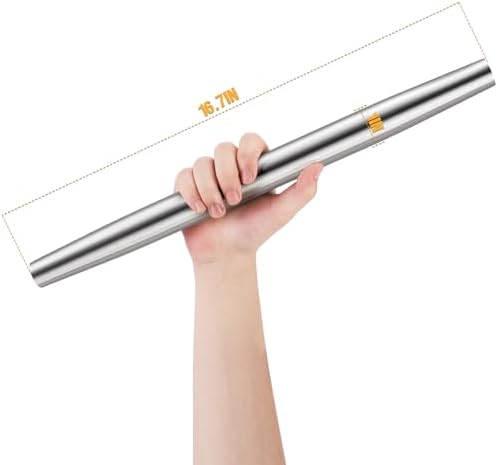 AMUZHI Seamless Stainless Steel Rolling Pin with Silicone Pastry Mat