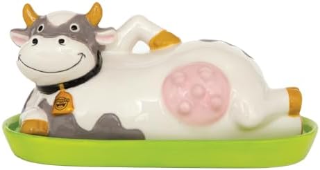BigMouth Inc Udderly Buttery Novelty Butter Dish, Ceramic Cow-Shaped