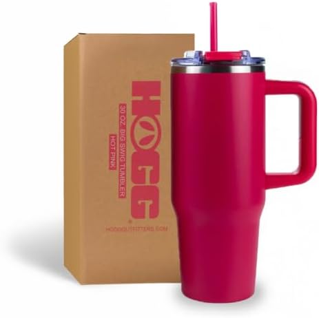 Big Swig 30oz Tumbler with Handle and Straw - Hot Pink, Water Cup with