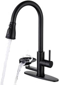 Matte Black Kitchen Faucet with Glass Rinser, Pull Down Sprayer