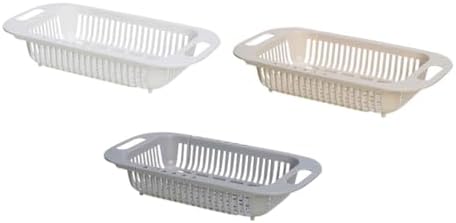 3pcs Expandable over The Sink Colander Set, Rectangular Vegetable