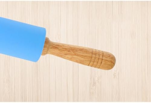 Wood Handle Silicone Dough Rolling Pin 10 Inch for Baking