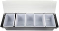 Black Plastic Five Compartment Snack Container with Lid for Storage