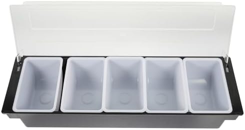 Black Plastic Five Compartment Snack Container with Lid for Storage