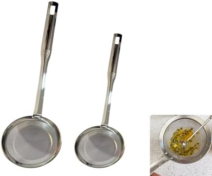 Fine Mesh Strainer Set of 2, Stainless Steel Kitchen Sieve Skimmer
