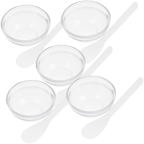 5 Set Facial Mask Mixing Glass Bowls with Spoons for Home Care