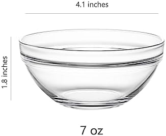 Sweejar 4 inch Small Glass Bowls Set, 7 oz Prep Bowls for Cooking