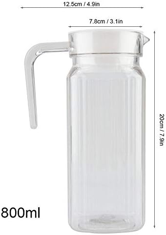 Fdit Acrylic Water Pitcher 800ml with Lid and Handle, Clear