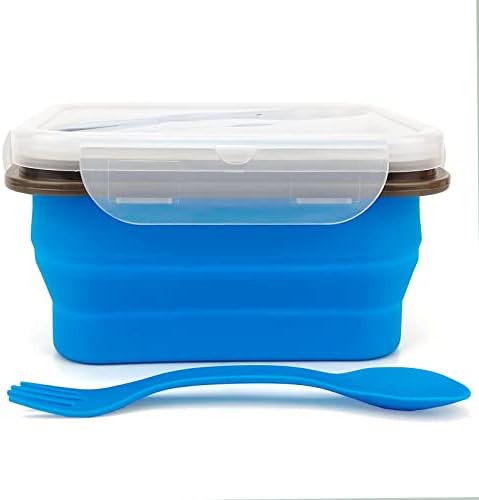 Small Silicone Collapsible Snacks Container with lid and 2 in 1 Spoon