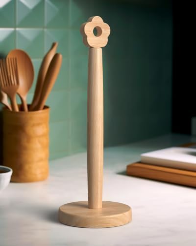 KitchLife Wooden Countertop Paper Towel Holder, Flower Top