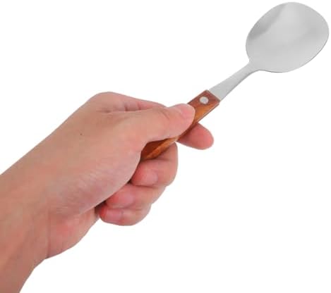 Cabilock Stainless Steel Slotted Serving Spoon Set with Wood Handle