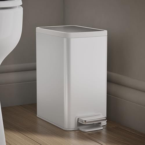 Kohler 6 Liter Stainless Steel Step Trash Can, White