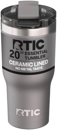 RTIC 20oz Essential Tumbler with Lid, Ceramic Lined, Graphite