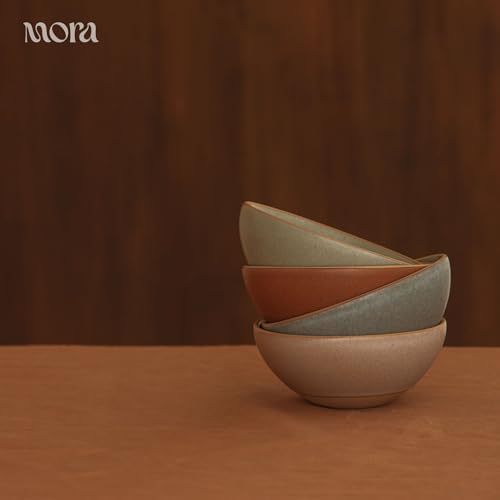 MORA Small Bowls Set of 4, 16oz Ceramic Pottery Dessert Bowls