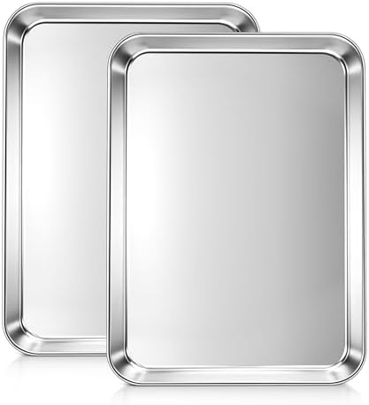 LIANYU Stainless Steel Baking Sheet Pans, 12.4x9.7 Inch Quarter Sheet