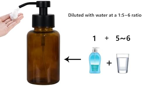 15 oz Glass Foam soap Dispenser with Black Rust-Proof Foam Pump