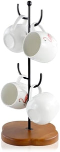 Coffee Mug Holder, Non-Slip 4 Hook Mug Rack, Metal & Wood, Modern &