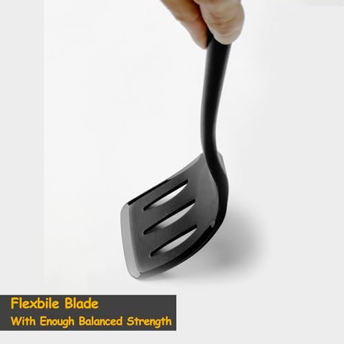 Vovoly Silicone Spatula Set 600°F Heat Resistant Slotted Turner, 2Pc