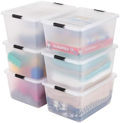 IRIS USA 6 Pack 32.5 Quart Clip Boxes with Latching Lids