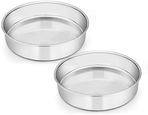 E-far 91⁄2 Inch Cake Pan Set of 2, Stainless Steel Round Cake Baking