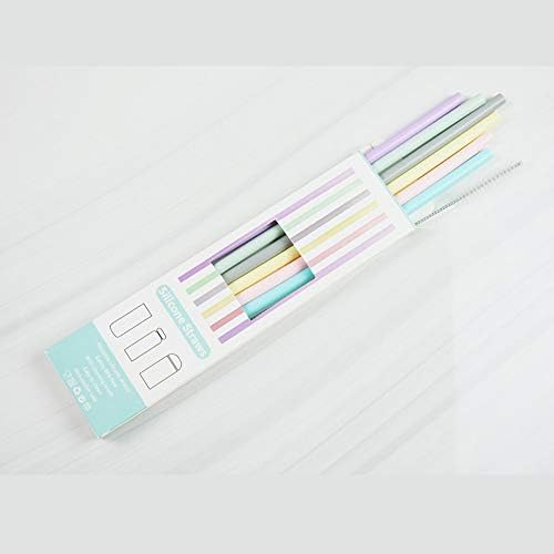 Silicone Straws Reusable Drinking Straw Pack-of-6 Soft Beverage Water