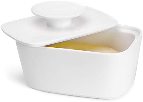 Sweese Extra Large Butter Dish with Lid, 6.2" Porcelain Butter Keeper