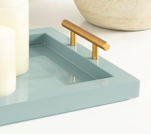 Kate and Laurel Halsey Rectangle Decorative Narrow Tray with Gold