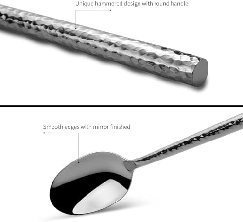 Silverware Set Round Hammered Handle 60 Pieces Service for 12