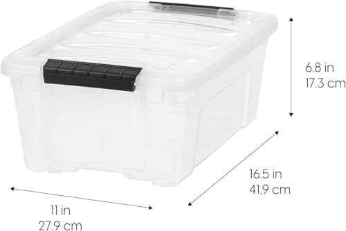IRIS USA 4 Pack Clear Storage Bins with Lids, 13 Quart