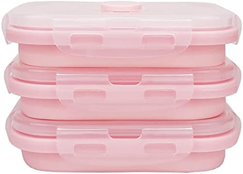 CCyanzi 3piece Collapsible Food Storage Containers with Lids, Silicone