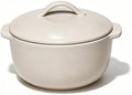 1 Qt Covered Stoneware Casserole Dish with Lid, Porcini Taupe, 4 Cup