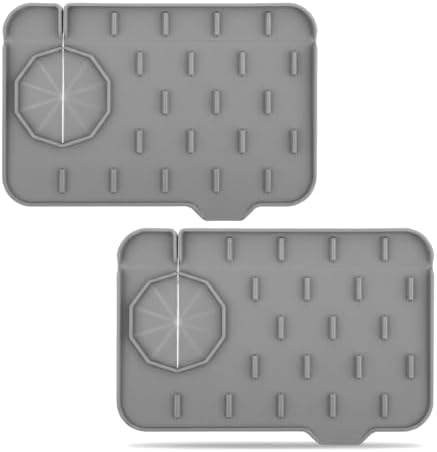 2PCS Silicone Faucet Splash Guard Mat, Sink Faucet Drip Catcher Tray