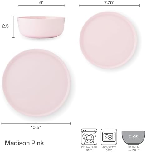 Mikasa Madison Misty Pink Bone China Dinnerware Set, 12-Piece Service