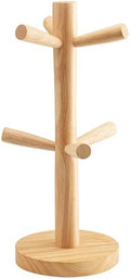 Wooden Mug Rack Tree with 6 Hooks Coffee Cup Organizer Stand for
