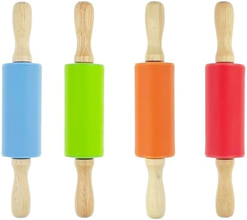 4 Pack Mini Small Rolling Pin 9 Inch Kids Rolling Pin Wooden Handle
