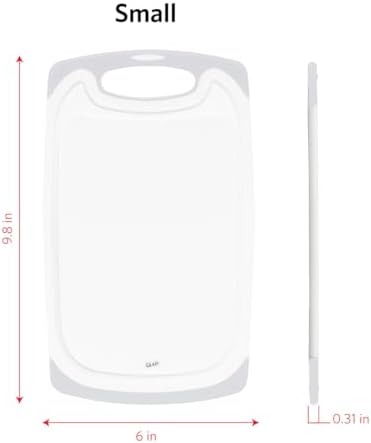 Glad Cutting Boards for Kitchen - 3pc Cutting Board Set with Juice Grooves and Non Slip Handles - Assorted Sizes for Meat, Vegetables, and Fruit - Non Porous, Dishwasher Safe, Grey