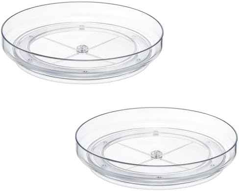2 Pack 10 Inch Clear Acrylic Lazy Susan 360° Turntable Organizer Spice Rack
