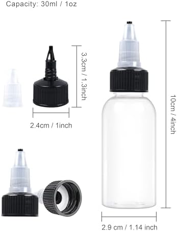 EOSAU 6 Pcs 1oz Clear Plastic Squeeze Bottles for Liquids, Twist Top