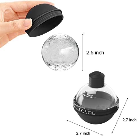 Silicone Ice Ball Molds for Whiskey - Set of 4 Round Makers with Lids