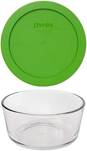 Pyrex 7201 (4-Cup) Glass Bowl with Lawn Green Lid - Made in USA