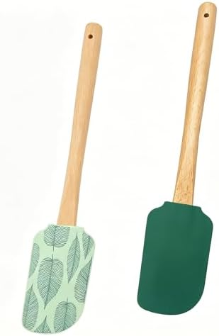 Silicone Spatula Set – 2-Piece Wooden Handle Spatulas for Baking
