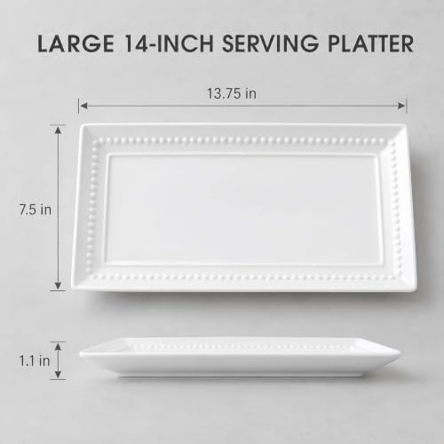 14 inch Ceramic Serving Platter - Rectangular Serving Trays Set of 4