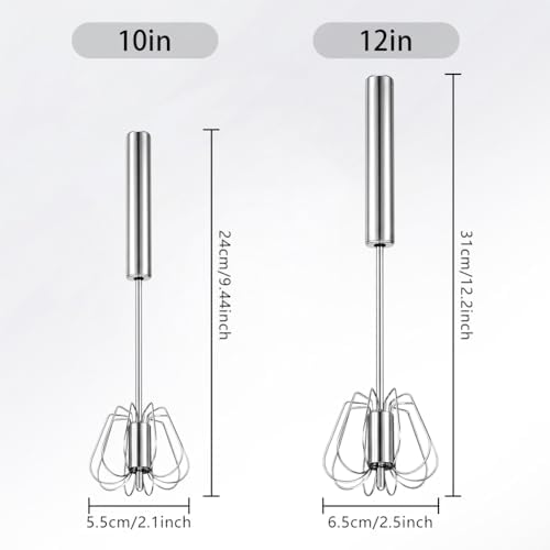 Stainless Steel Semi-Automatic Egg Whisk, Rotary Whisk Blender (Combo)