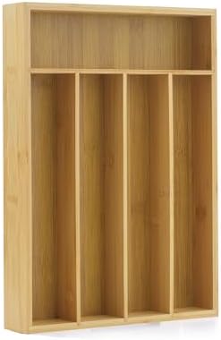 JoyJolt Bamboo Drawer Organizer for Kitchen Utensils, Drawer Divider