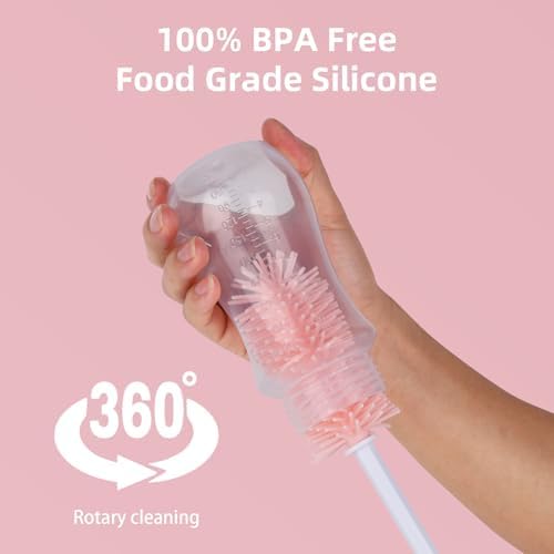 Silicone Bottle Brush Set, Baby Bottle Cleaning Kit with Silicone