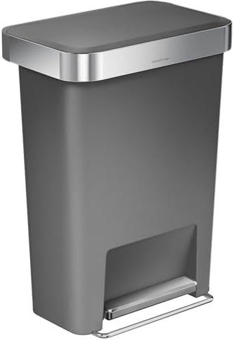 simplehuman Rectangular Step Trash Can, 45 Liter, Grey